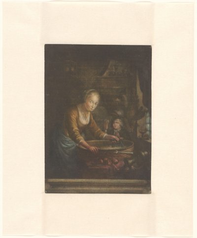 Young Woman Chopping Onions by Jacques Fabien Gautier Dagoty (attributed to)