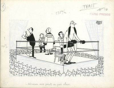 Paris-Presse, Satirical in Black & White by Jacques Faizant