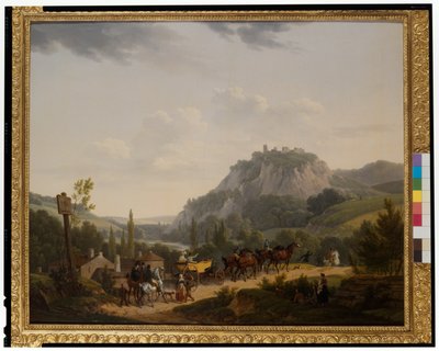 A Group of Travellers in a Landscape by Jacques Francois Joseph Swebach