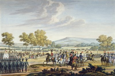 The Imperial Guard Manoeuvring in the Presence of the Two Emperors at Tilsit, 28 June 1807, engraved by Edme Bovinet by Jacques Francois Joseph Swebach