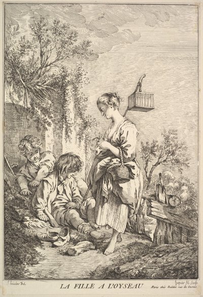 Girl with a Bird by Jacques Gabriel Huquier