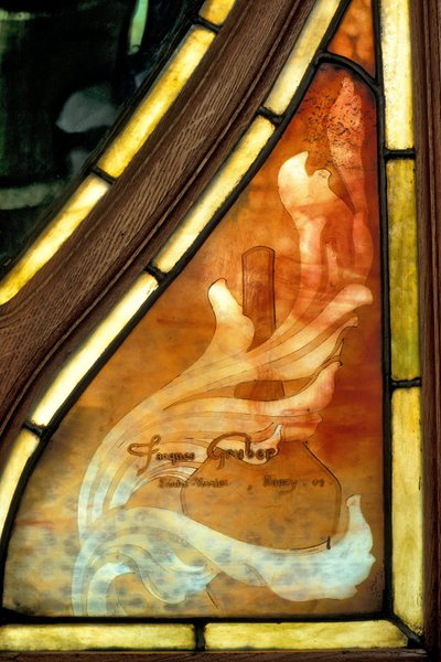 Nancy, Art Nouveau, Chamber of Commerce and Stock Exchange, Signature of a Stained Glass by Jacques Gruber