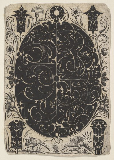 Oval Case Decorated with Schweifwerk in Two Variants, Surrounded by Smaller Motifs, ca. 1614-19 by Jacques Hurtu