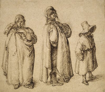 Two Studies of a Roma Woman and a Roma Boy in a Large Hat by Jacques II de Gheyn