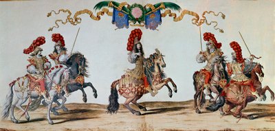 Carrousel of 1662: King Louis XIV and the knights participating in the Carrousel of 1662 in Paris by Jacques I Bailly