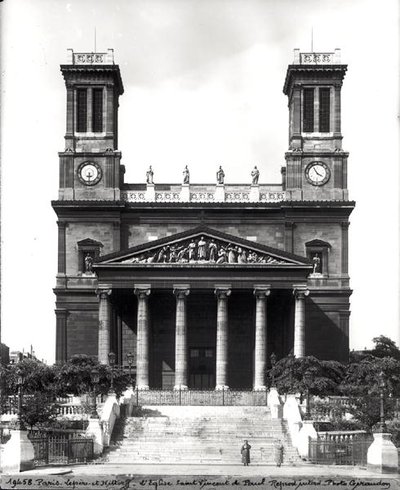 Facade of the Church of St. Vincent de Paul, built 1824-44 by Jacques Ignace Hittorff