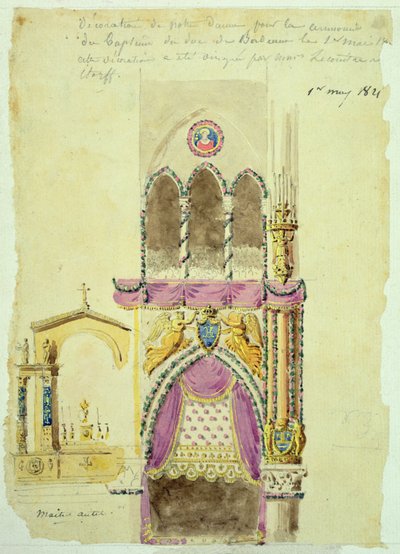 Project for the Decoration of Notre Dame for the Baptism of the Duc de Bordeaux by Jacques Ignace Hittorff