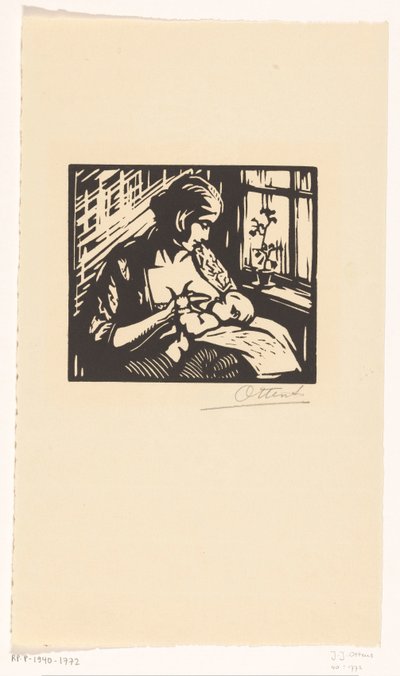 Woman Breastfeeding a Child by Jacques Jeichienus Ottens (signed by artist)