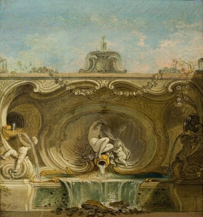 Fountain Design. Naiad and Putto, c. 1740 by Jacques Lajoue de