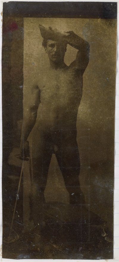 Study of a Male Nude Model, Standing Upright and Seen from the Front, in the Studio of Jacques de Lalaing by Jacques Lalaing (attributed to)