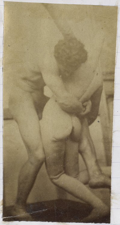 Study of a Male Nude Model, Standing and Wrestling with Mannequin, in the Studio of Jacques de Lalaing, Possibly Preliminary Study for the Painting The Wrestlers by Jacques Lalaing (attributed to)