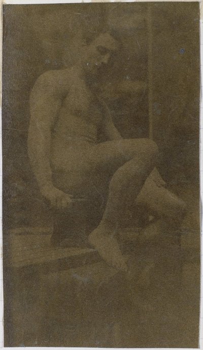 Study of a male nude model, seen from the side, in the studio of Jacques de Lalaing by Jacques Lalaing (attributed to)