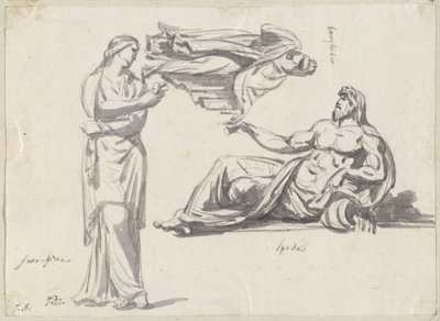A River God and Two Classical Sculptures by Jacques Louis David