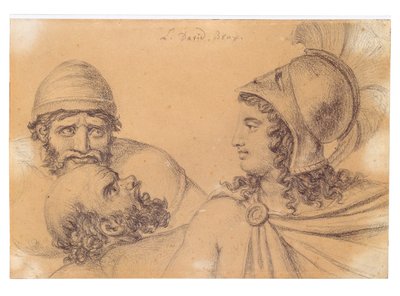 Helmeted Warrior with Two Bearded Men by Jacques Louis David