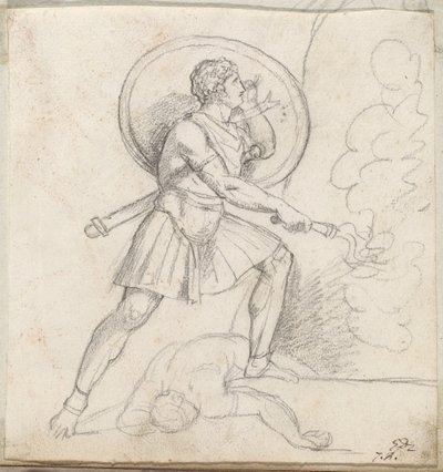 Warrior with a Shield and Torch by Jacques Louis David