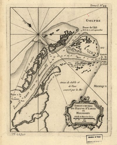 Mouths of the St. Louis or Mississippi River, 1763 by Jacques Nicolas Bellin