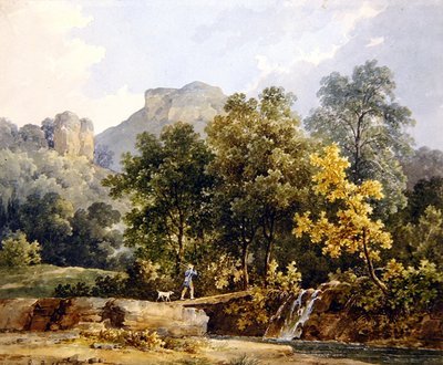 Hunter Crossing a Bridge Over a River by Jacques Raymond Brascassat