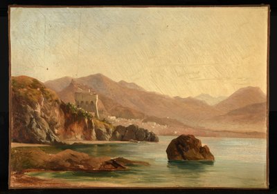 Lake Surrounded by Rocks by Jacques Raymond Brascassat