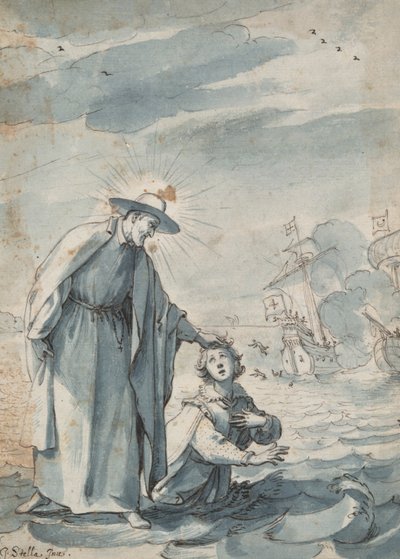 The Rescue of the Sailor Andrea, preparatory study for an engraving by Christian Sas by Jacques Stella