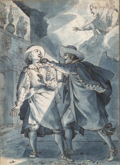 The Stabbing of Paolo de Bernardis, Preparatory Study for an Engraving by Christian Sas by Jacques Stella