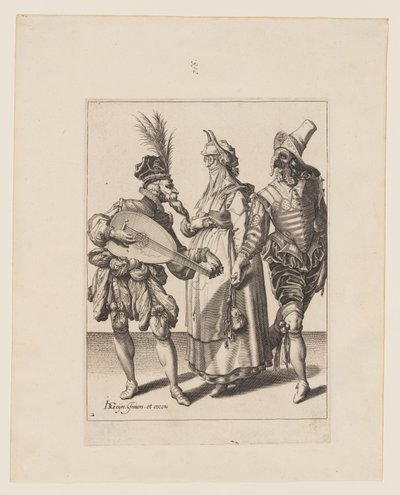 A Couple Addressed by a Lute Player, from The Masquerades by Jacques de Gheyn II