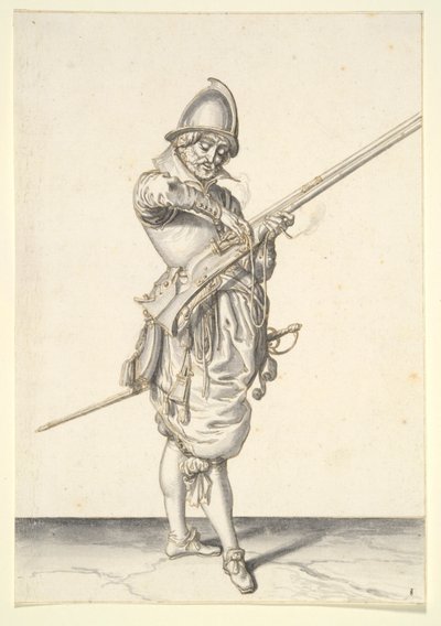 Soldier Preparing to Fire a Caliver by Jacques de Gheyn II