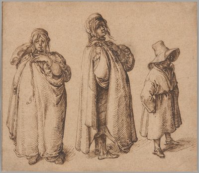 Two Studies of a Roma Woman and a Roma Boy in a Large Hat by Jacques de Gheyn II