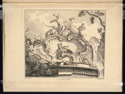 Design for a Cartouche with Crayfish (Horizontal) by Jacques de Lajoüe