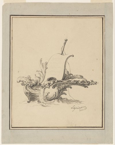 Design for an Escutcheon in Form of Boat with Sail, for Recueil Nouveau de Differens Cartouches by Jacques de Lajoüe