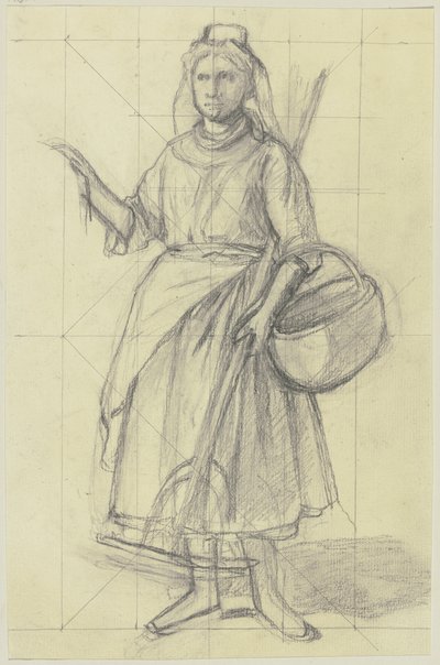 Peasant Girl with Rake and Basket by Jakob Becker
