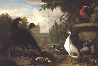 Exotic fowl in an ornamental garden by Jakob Bogdani or Bogdany