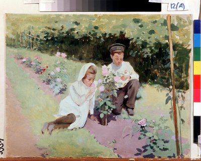 Two Children in a Rose Garden by Jakoff Jakovlevitch Kalinitchenko