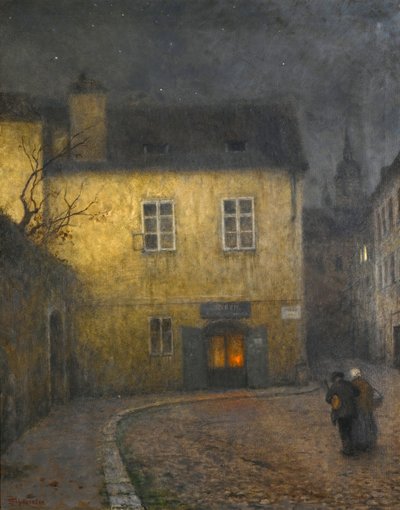 A Street Corner in Prague by Jakub Schikaneder
