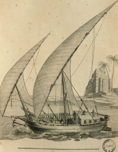 Sailboat of Nubia, Egypt, engraving from Cartes et figures du Voyage en Nubie et en Abyssinie, James Bruce by James Bruce
