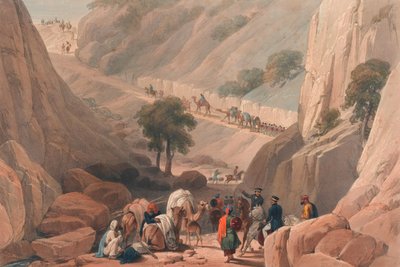 The Troops Emerging from the Narrow Part of the Defile in the Koojah Pass by James (after) Atkinson