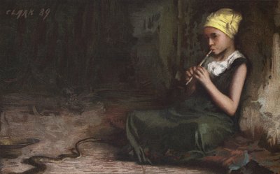 Girl Charming a Snake by James (after) Clark