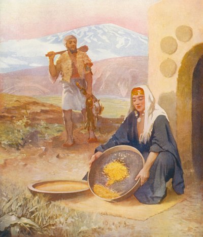 Holy Land: Sifting wheat by James (after) Clark