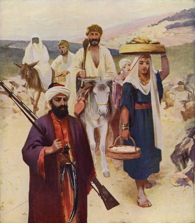 Road Scene Near Nazareth (colour litho) by James (after) Clark