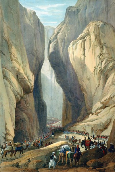 British army entering the Bolan Pass from Dadur, First Anglo-Afghan War by James Atkinson