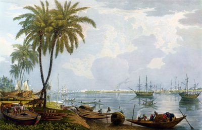 A View of Calcutta, from a point opposite to Kidderpore, 1837, engraved by Robert Havell the Younger by James Baillie Fraser