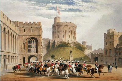 The Quadrangle Looking West - the Emperor of Russia and Prince Albert (1819-61) by James Baker (after) Pyne