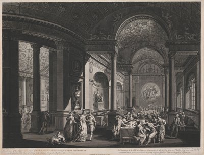 Inside view of the Supper-room & part of the Ball-room in a Pavilion erected for a Fete Champetre in the Garden of the Earl of Derby by James Caldwall