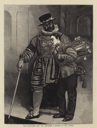 The Beefeater and the Drummer, a Sketch in the Tower by James Dromgole Linton