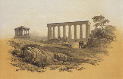 National Monument, Calton Hill by James Duffield Harding