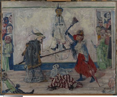 Skeletons Fighting over the Body of a Hanged Man by James Ensor