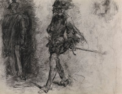 Spaniard Standing in the Shadow, Another Man and a Head in Profile by James Ensor