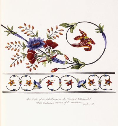 Facsimile of the inlaid work on the Tomb at Agra, called Taje-Mahal, or Crown of the Seraglio by James Forbes