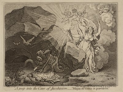 A Peep into the Cave of Jacobinism, or Magna est Veritas et praevalebit, 1798 (etching on paper) by James Gillray