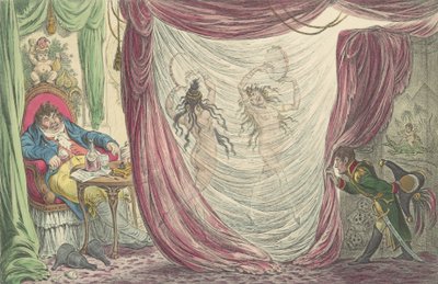 Ci-devant Occupations, or, Madame Talian and the Empress Josephine Dancing, February 20, 1805 by James Gillray