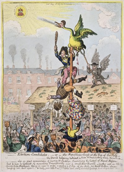 Election Candidate, or the Republican Goose at the Top of the Pole, Published by Hannah Humphrey in 1807 by James Gillray